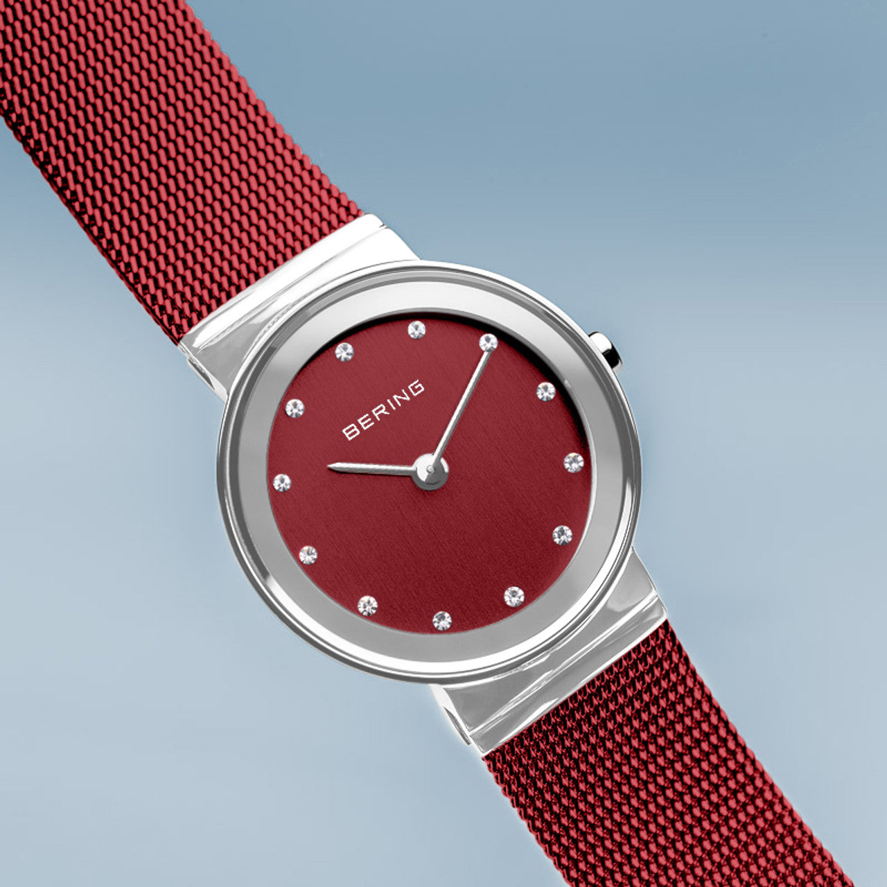 Bering 10126-303 Women's Red Steel Mesh Watch