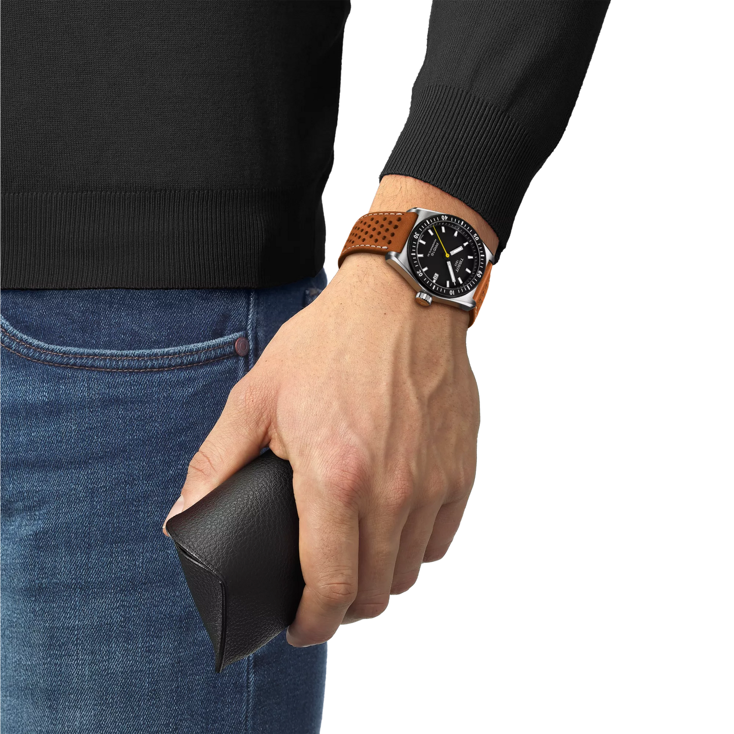 Tissot PR516 Powermatic 80 Automatic Leather Strap Watch 38mm T149.407.16.051.00