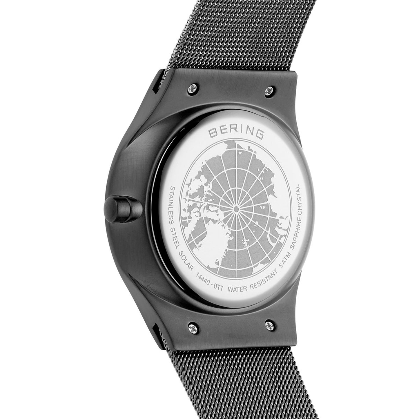 Bering 14440-077 Men's Grey Steel Mesh Solar Watch