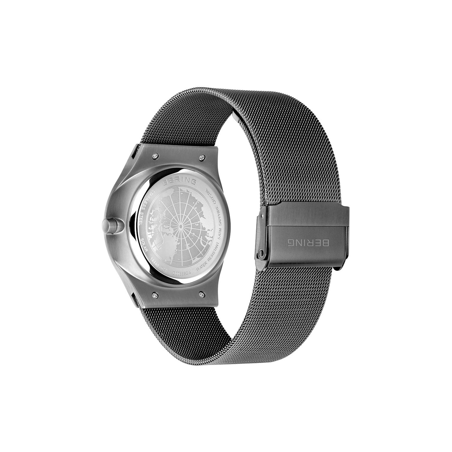 Bering 14440-077 Men's Grey Steel Mesh Solar Watch