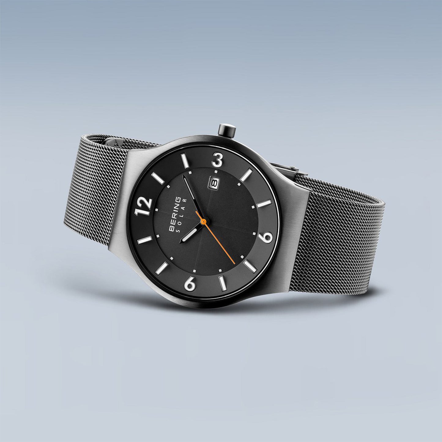 Bering 14440-077 Men's Grey Steel Mesh Solar Watch