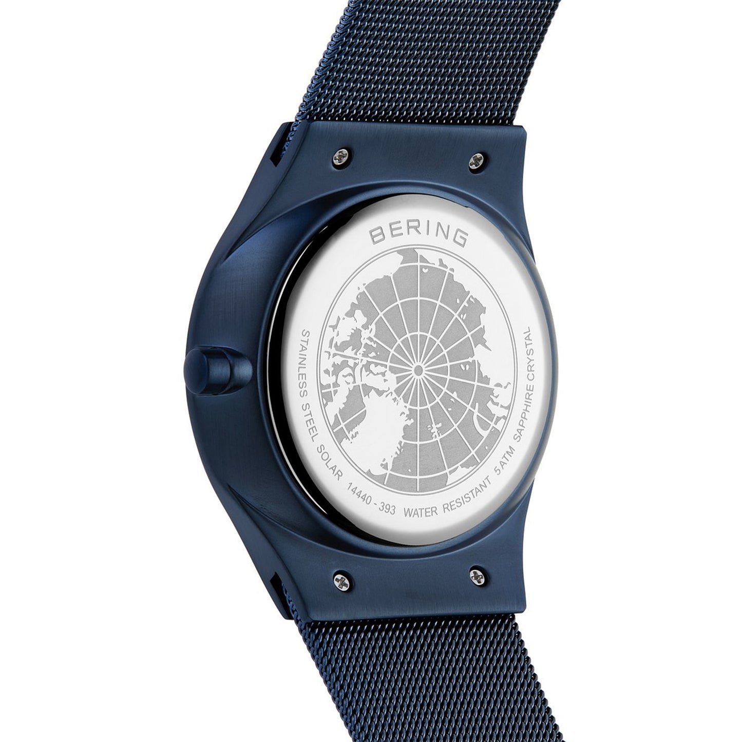 Bering 14440-393 Men's Blue Steel Mesh Solar Watch