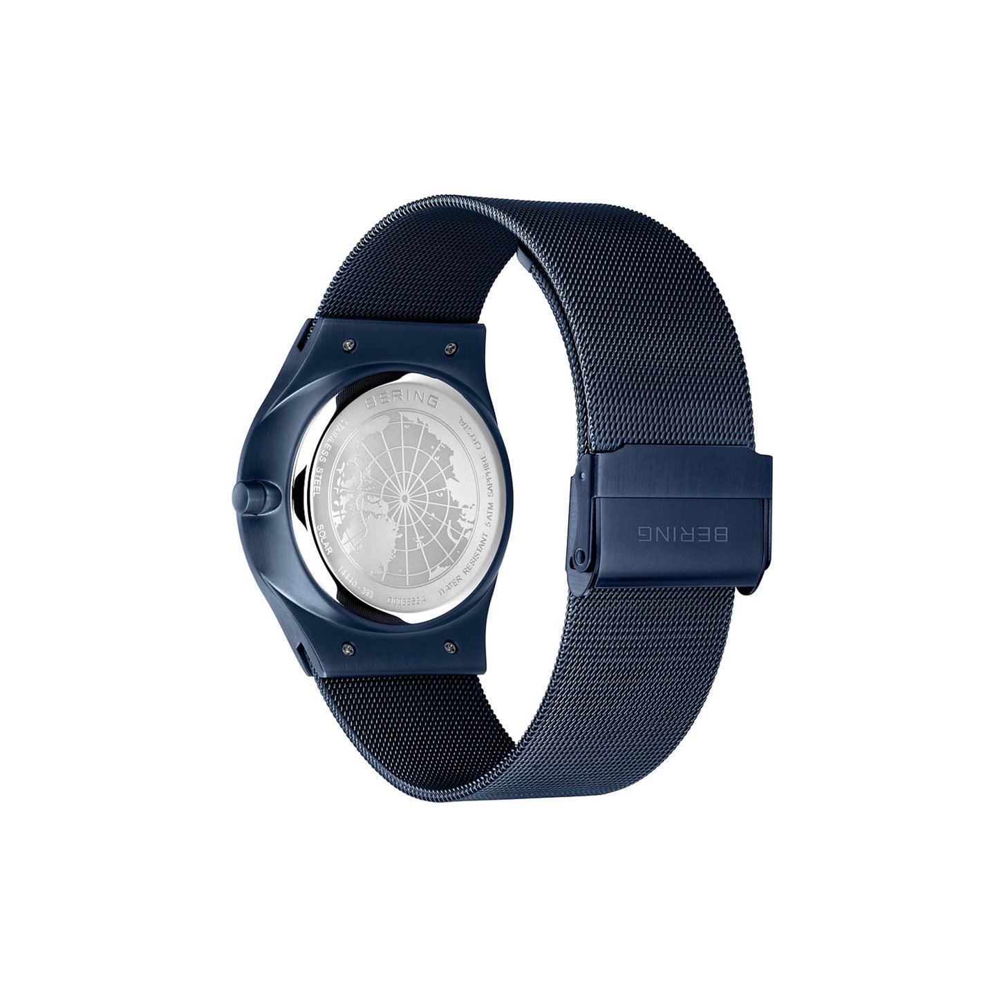 Bering 14440-393 Men's Blue Steel Mesh Solar Watch