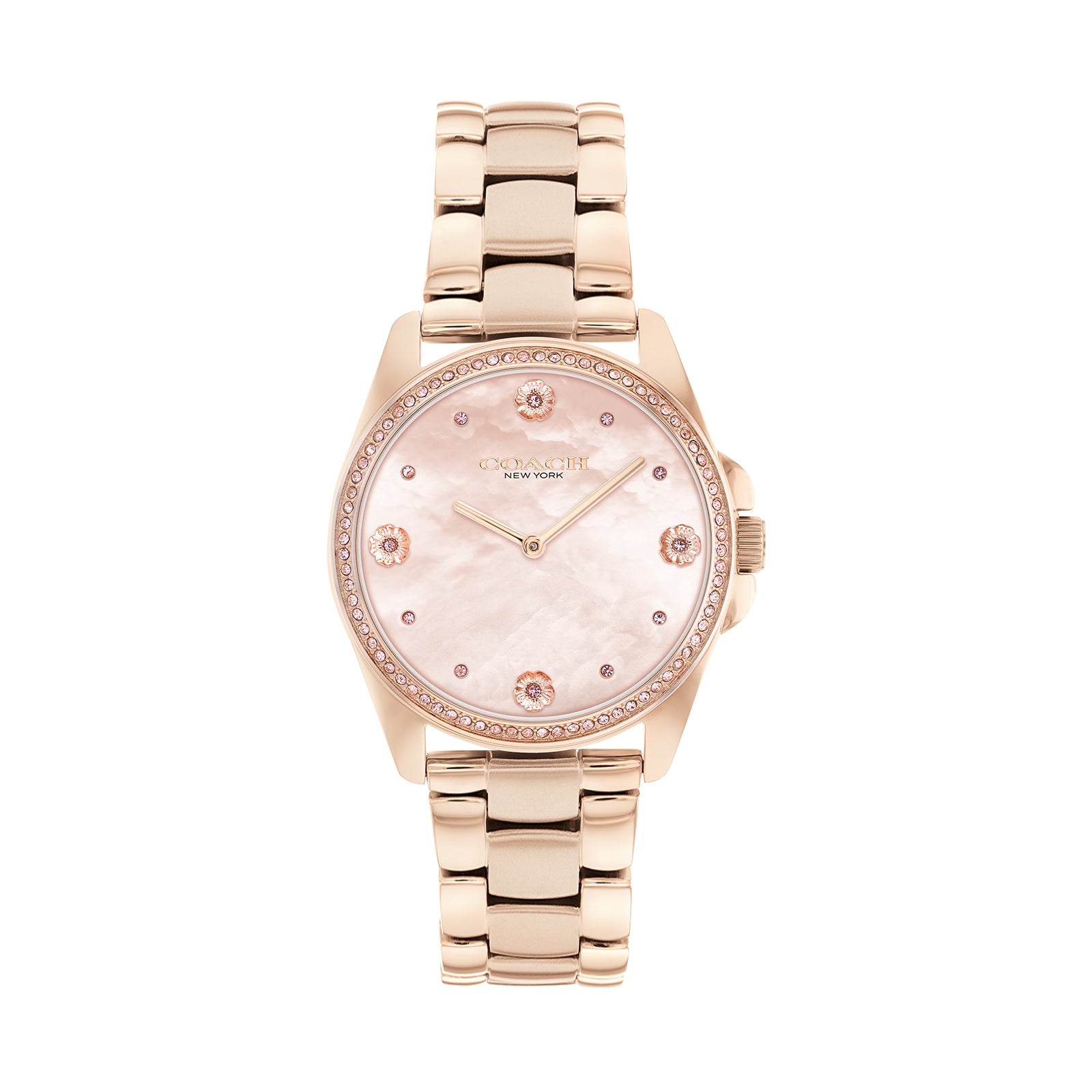 Coach 14504110 Women's Rose Gold Steel Bracelet and Blush Mother of Pe The Watch Store