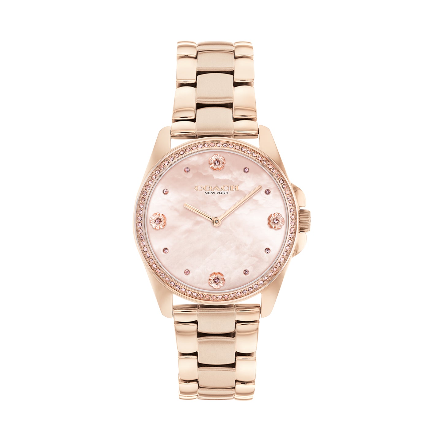 Coach 14504110 Women's Rose Gold Steel Bracelet and Blush Mother of Pearl & Stone Dial Quartz Watch