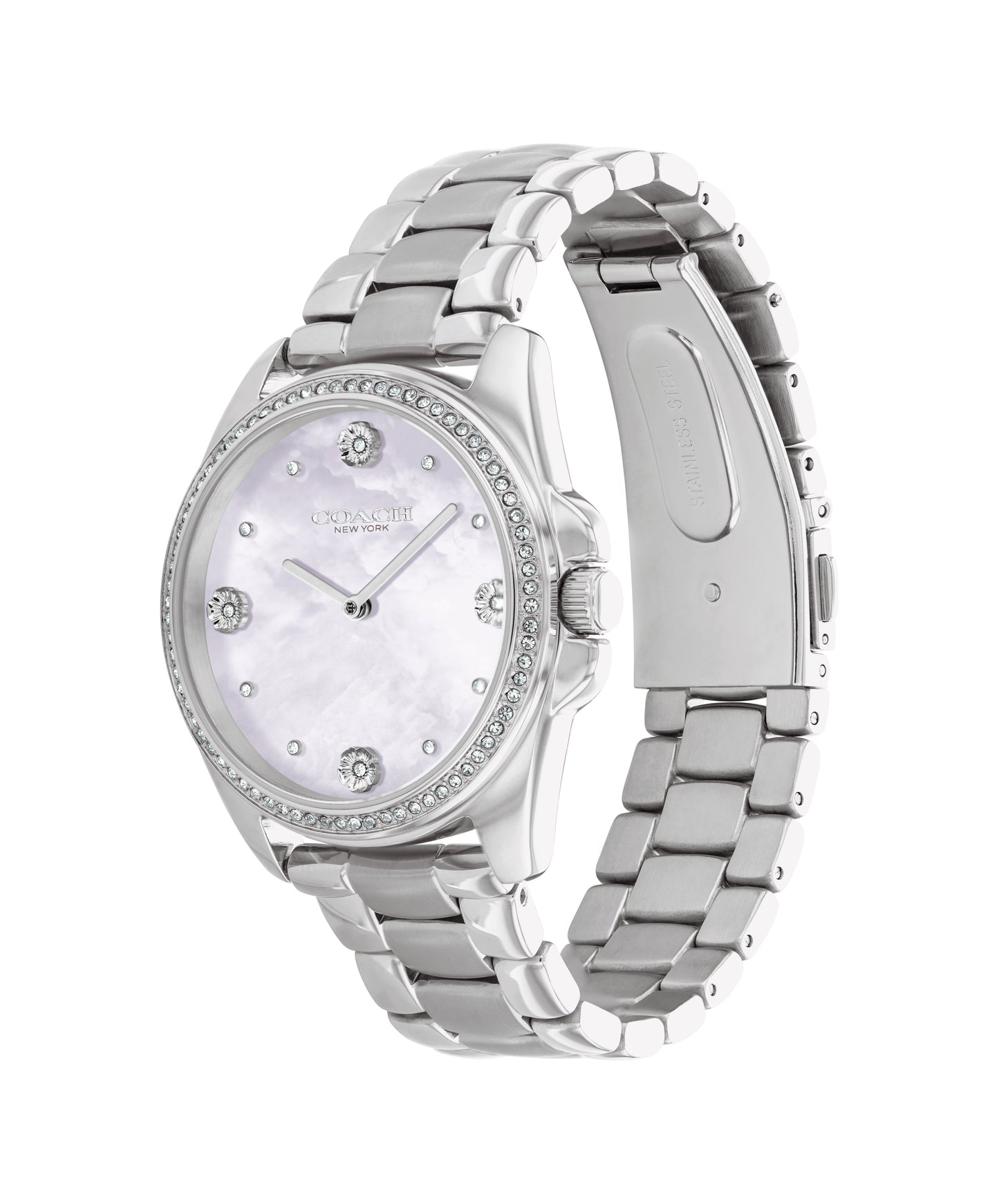 Coach 14504108 Women's Stainless Steel Bracelet and Mother of Pearl & Stone Dial Quartz Watch
