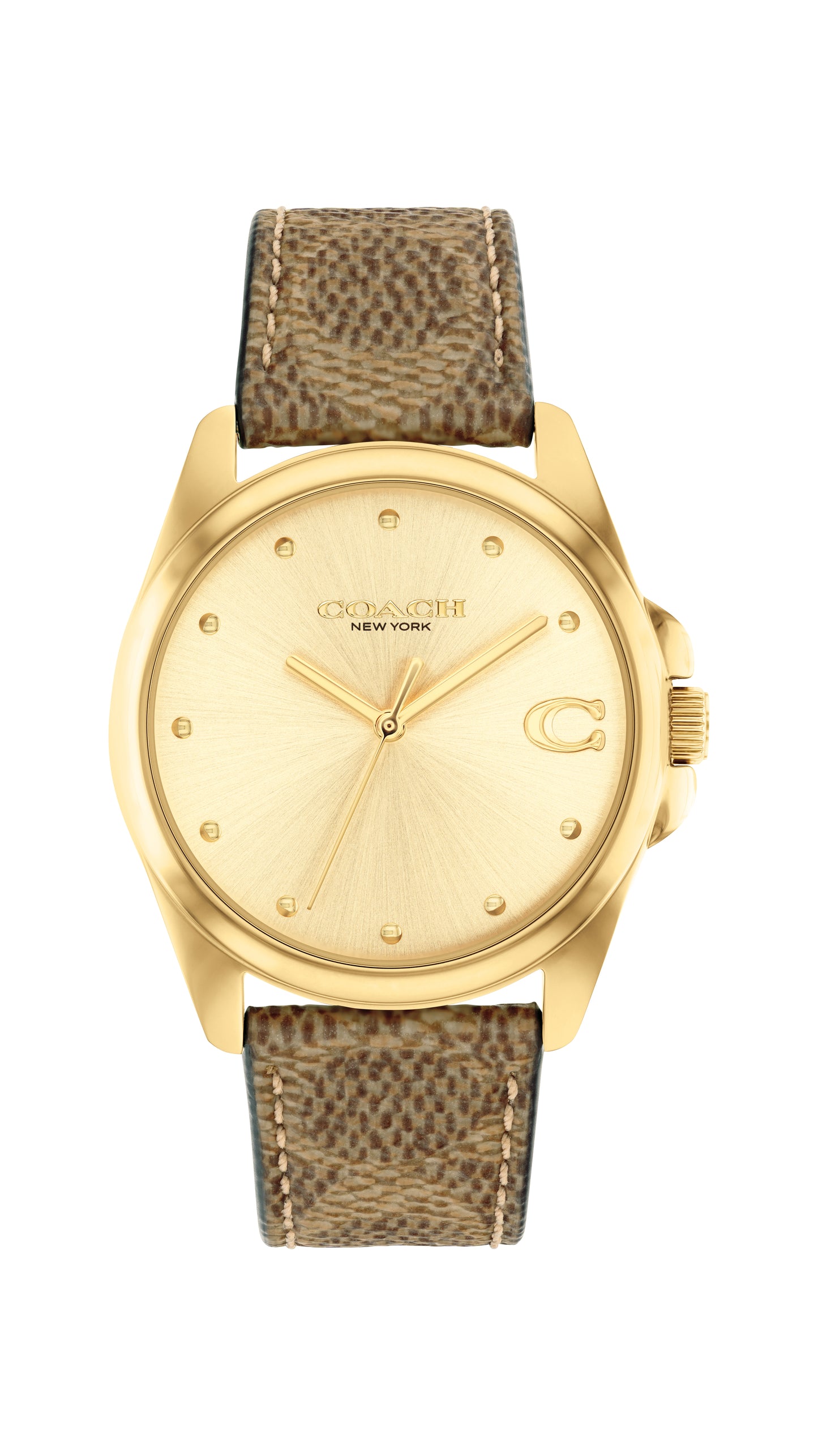 Coach 14504111 Women's Brown PVC Strap and Champagne Dial Quartz Watch