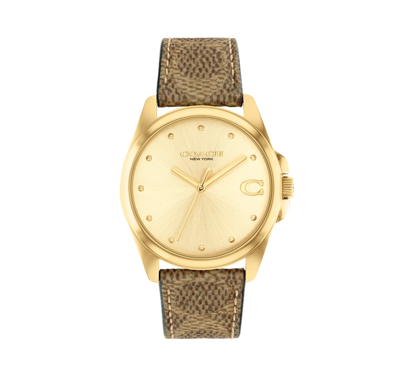 Coach 14504111 Women's Brown PVC Strap and Champagne Dial Quartz Watch