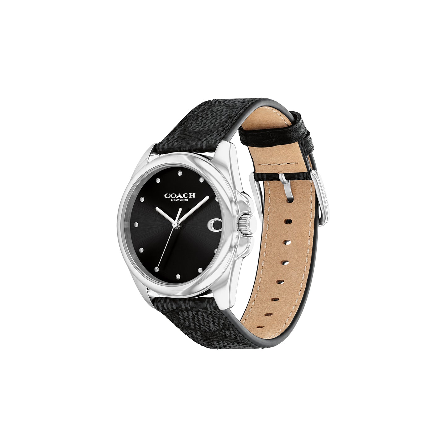 Coach 14504112 Women's Black PVC Strap and Black Dial Quartz Watch