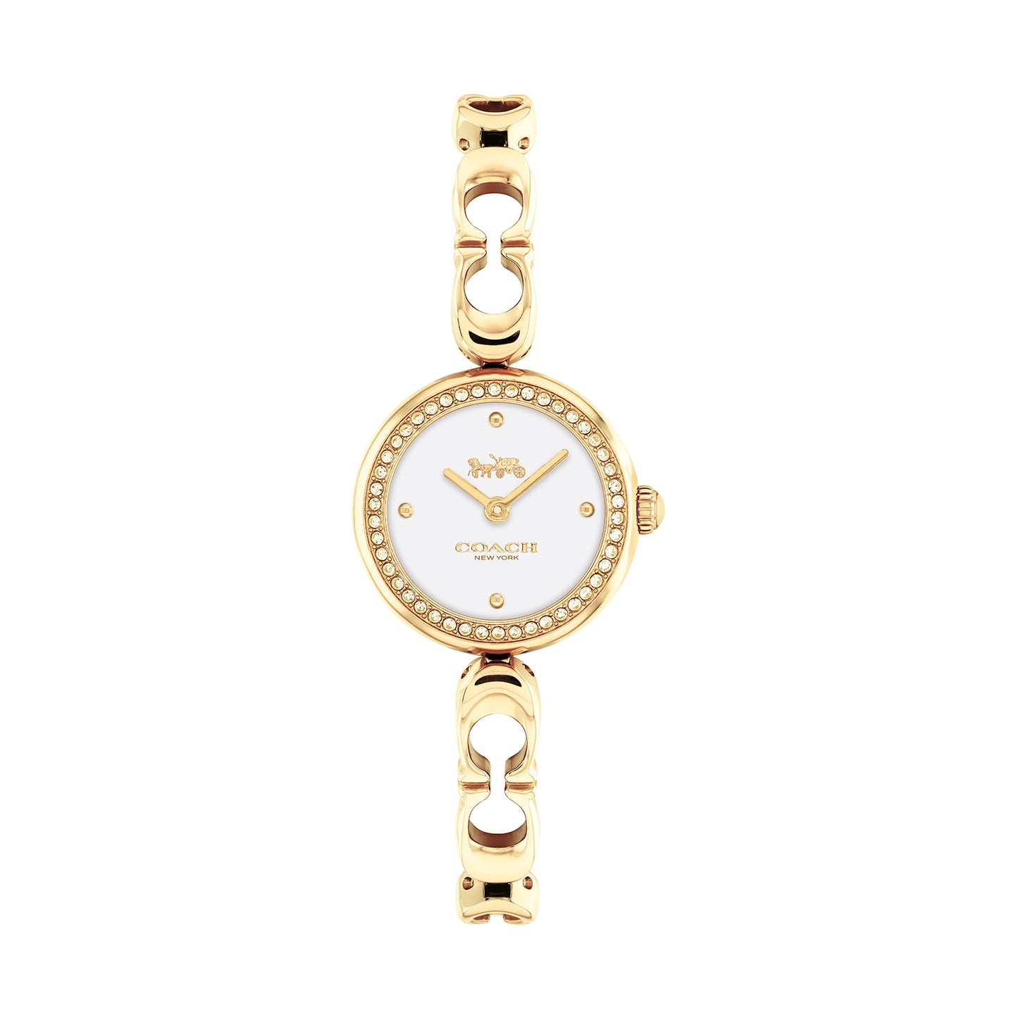 Coach 14504129 Women's Gold Steel Bangle and White Dial Quartz Watch