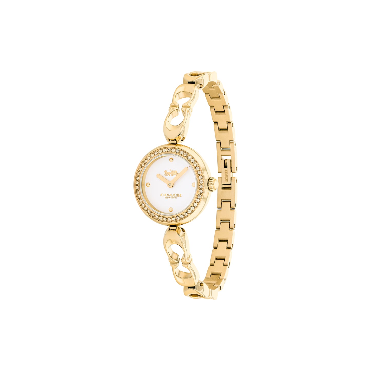 Coach 14504129 Women's Gold Steel Bangle and White Dial Quartz Watch