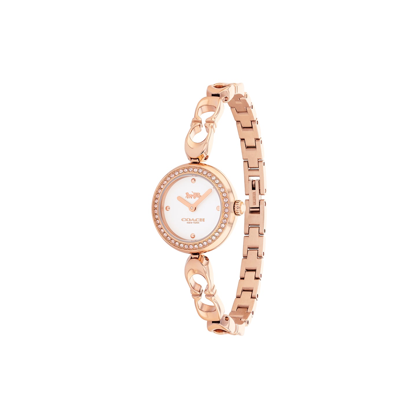 Coach 14504130 Women's Rose Gold Steel Bangle and White Dial Quartz Watch