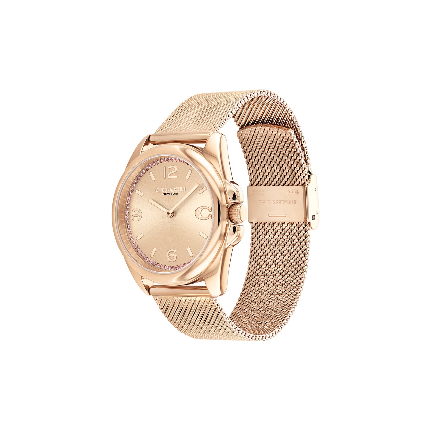Coach 14504143 Women's Carnation Gold Stainless Steel Mesh Bracelet and Carnation Gold Dial Quartz Watch