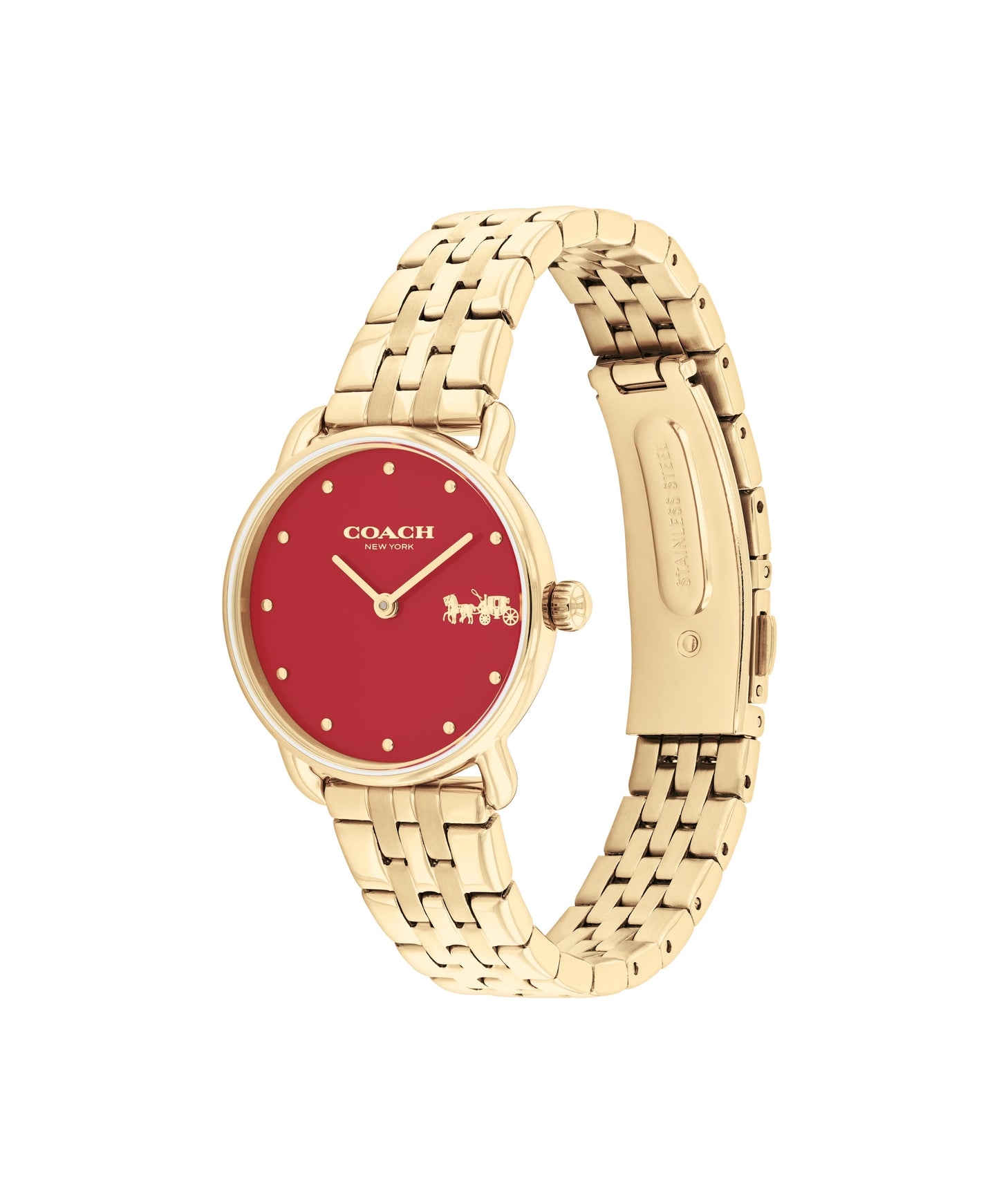 Coach 14504445 Women's Gold Stainless Steel & Red Dial Watch