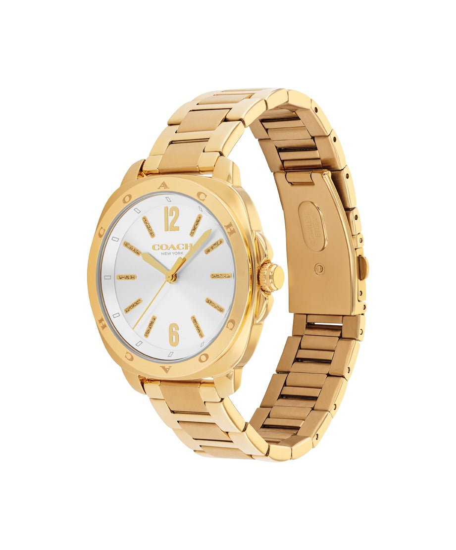 Coach 14504478 Gold Steel Silver White Dial Women's Watch