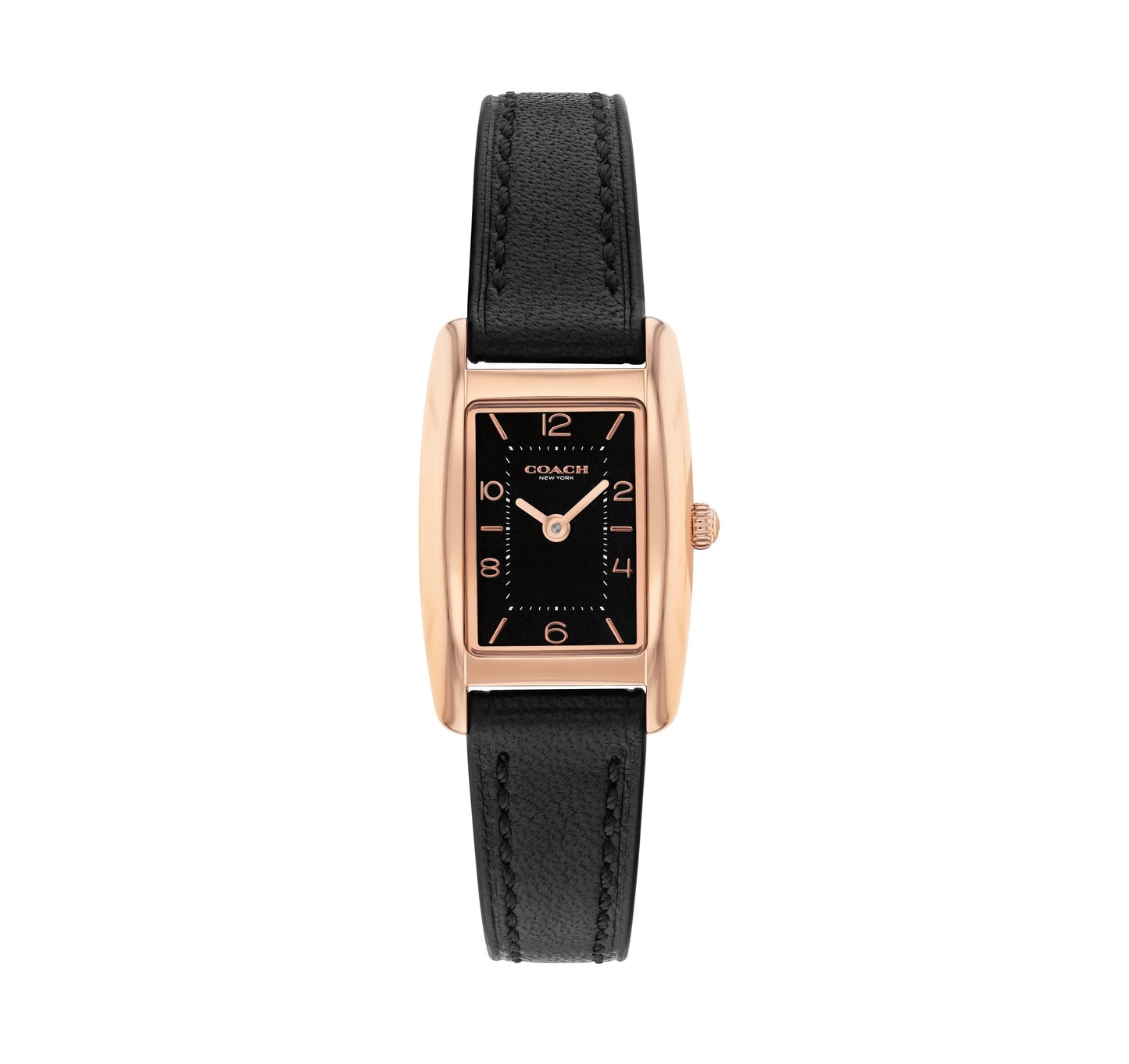 Coach 14504644 Women's Black Leather & Ionic Plated Rose Gold Steel Watch