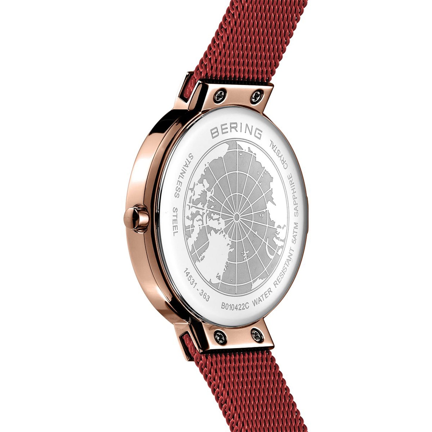 Bering 14531-363 Women's Red Steel Mesh Watch