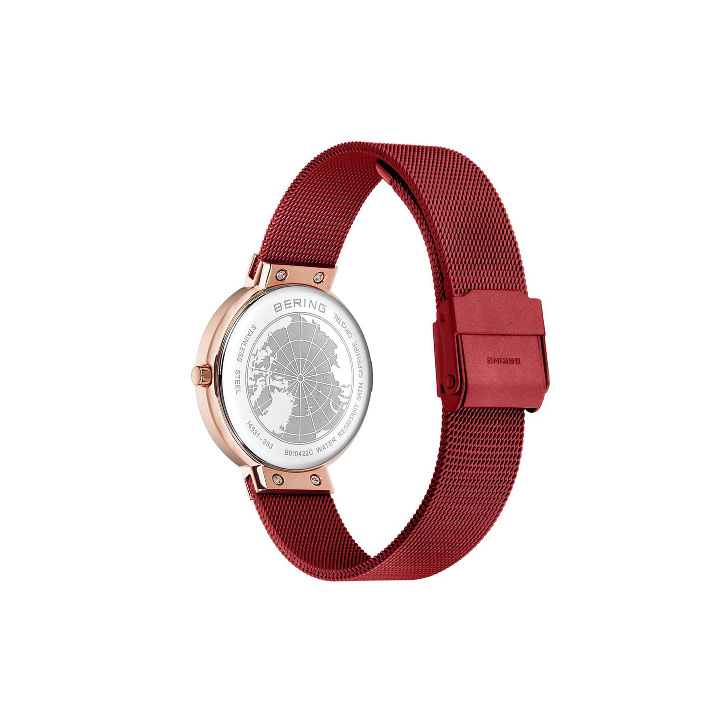 Bering 14531-363 Women's Red Steel Mesh Watch