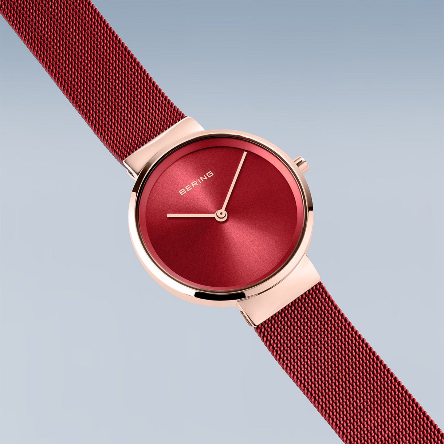 Bering 14531-363 Women's Red Steel Mesh Watch