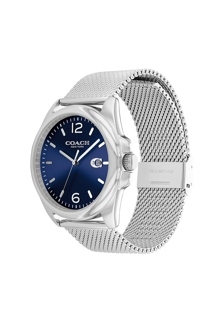 Coach 14602617 Men's Stainless Steel Bracelet and Dark Blue Dial Quartz Calendar Basic Watch
