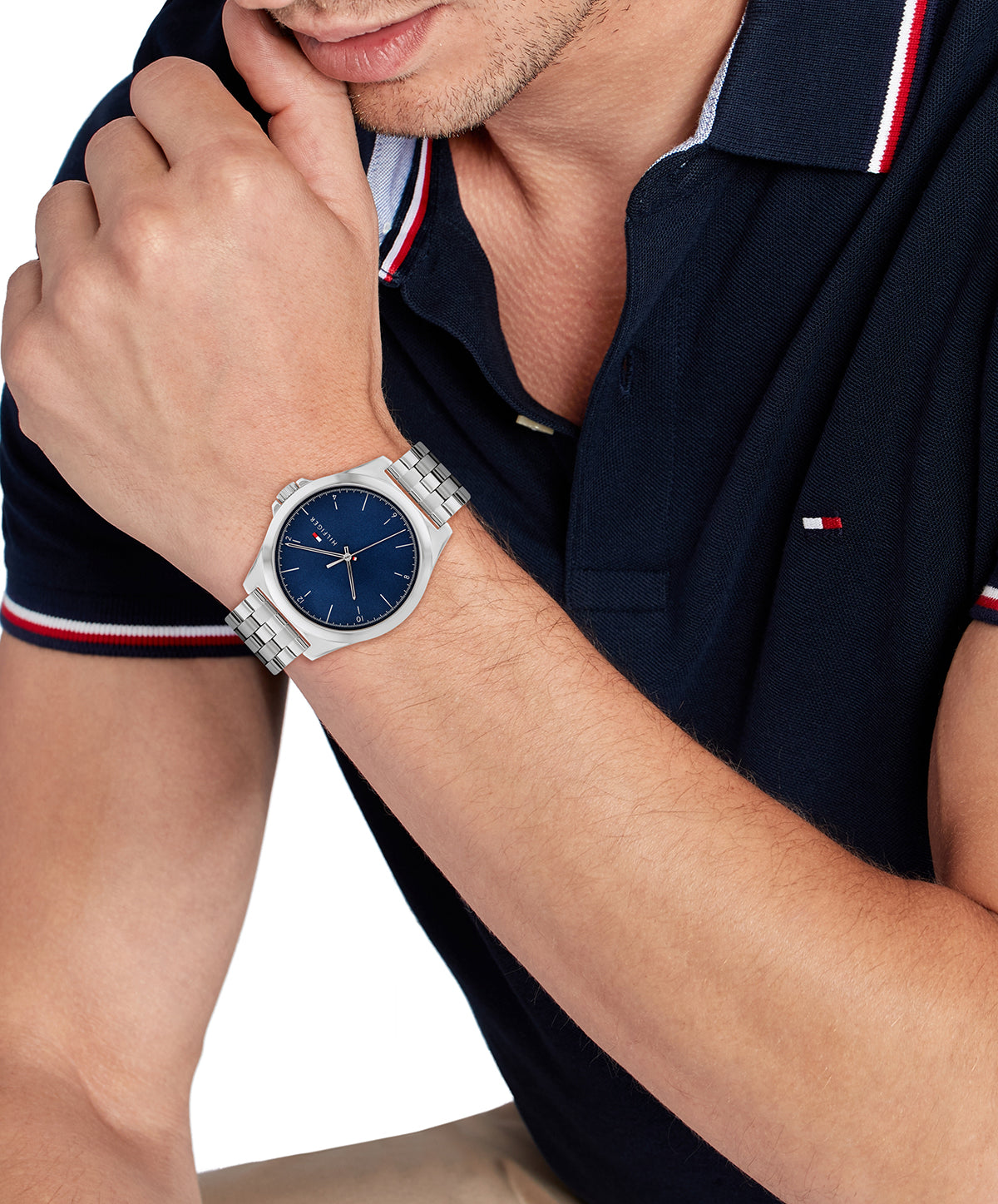 Tommy Hilfiger 1710630 Men's Stainless Steel Bracelet & Blue Dial Quartz Watch