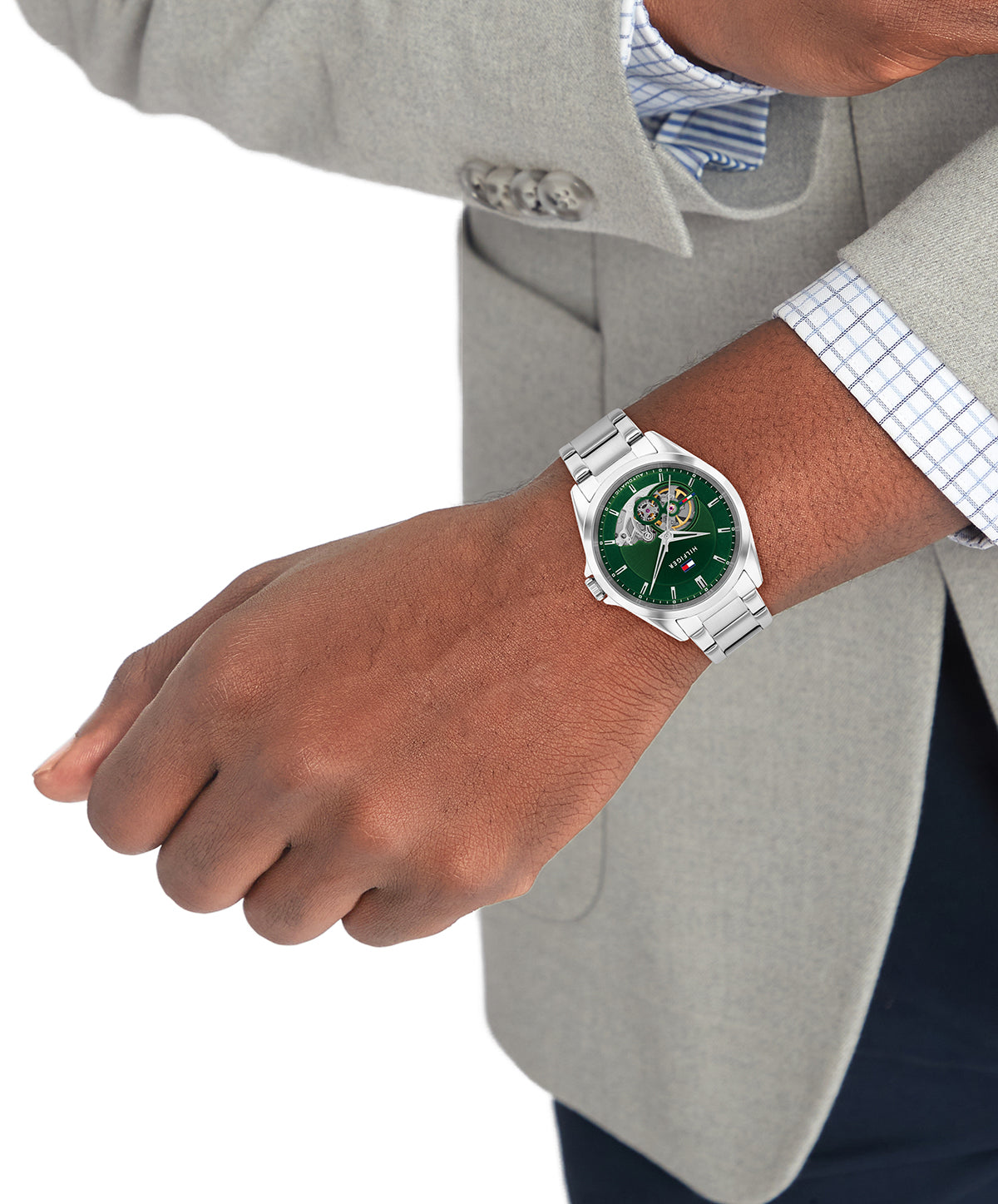 Tommy Hilfiger 1710717 Men's Automatic Stainless Steel Green Dial Watch
