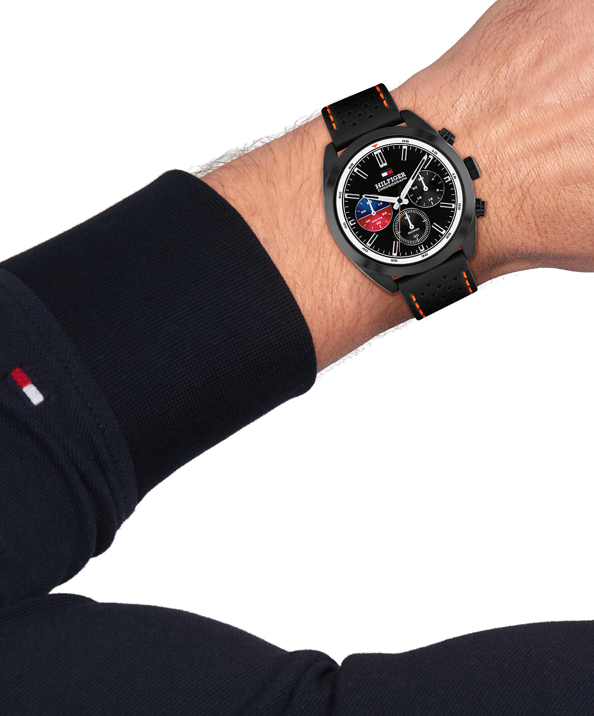 Tommy Hilfiger 1710766 Men's Chronograph Black Leather Strap Quartz Watch