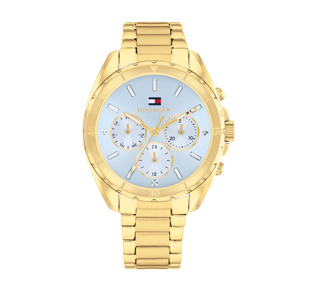 Tommy Hilfiger 1782783 Women's Ionic Plated Thin Gold Steel and Blue Dial Watch