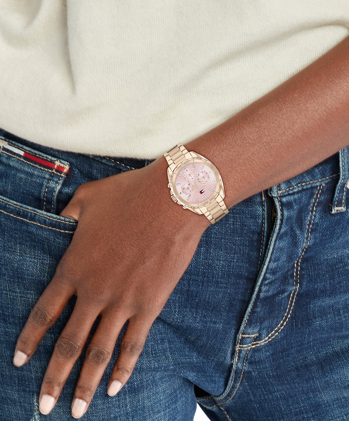 Tommy Hilfiger 1782784 Women's Ionic Plated Carnation Gold Steel and Pink Dial Watch