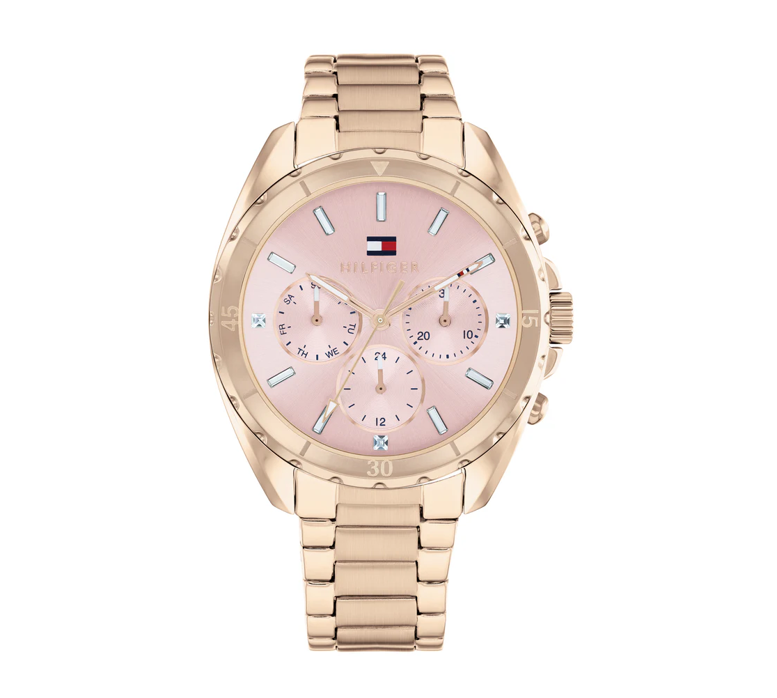 Tommy Hilfiger 1782784 Women's Ionic Plated Carnation Gold Steel and Pink Dial Watch