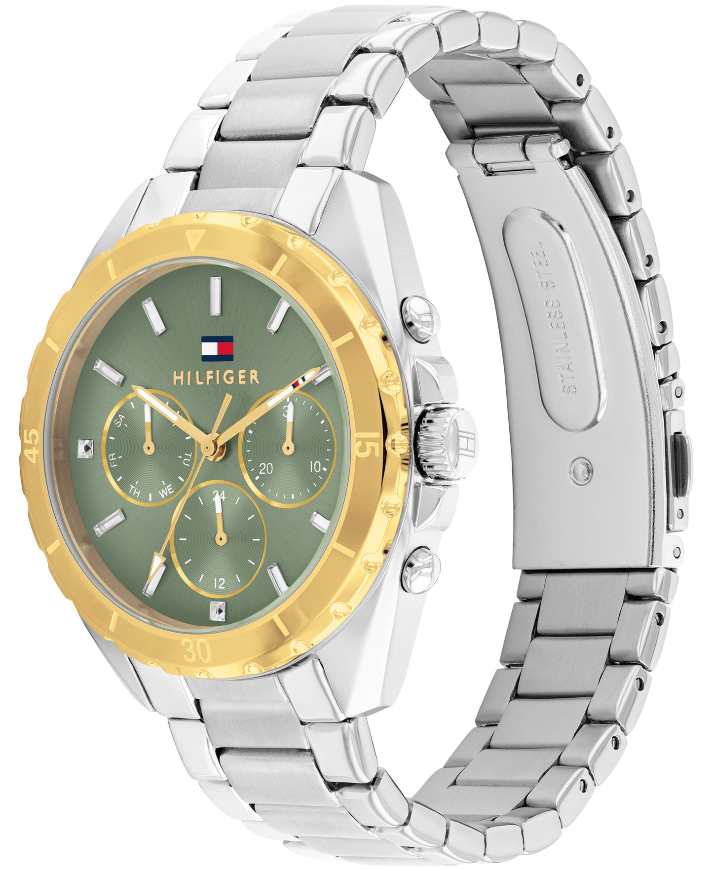Tommy Hilfiger 1782785 Women's Two Tone Stainless Steel and Green Dial Watch