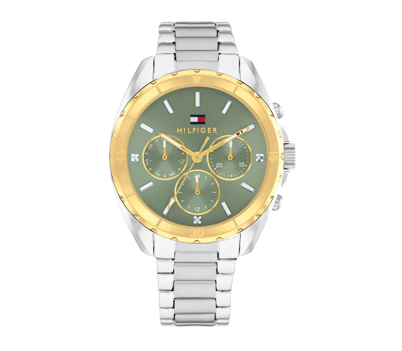 Tommy Hilfiger 1782785 Women's Two Tone Stainless Steel and Green Dial Watch