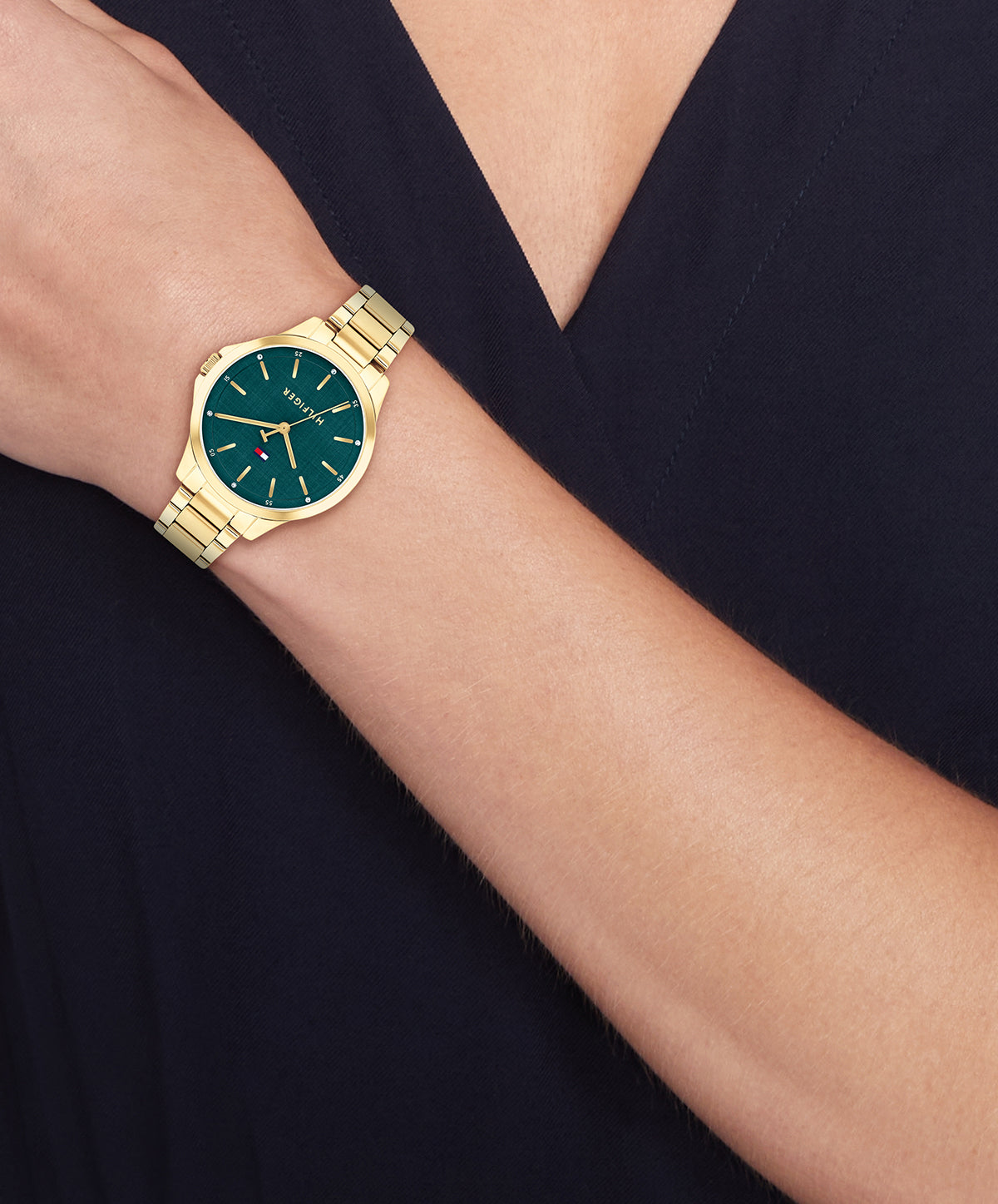 Tommy Hilfiger 1782860 Women's Ionic Plated Thin Gold Steel Teal Dial Watch