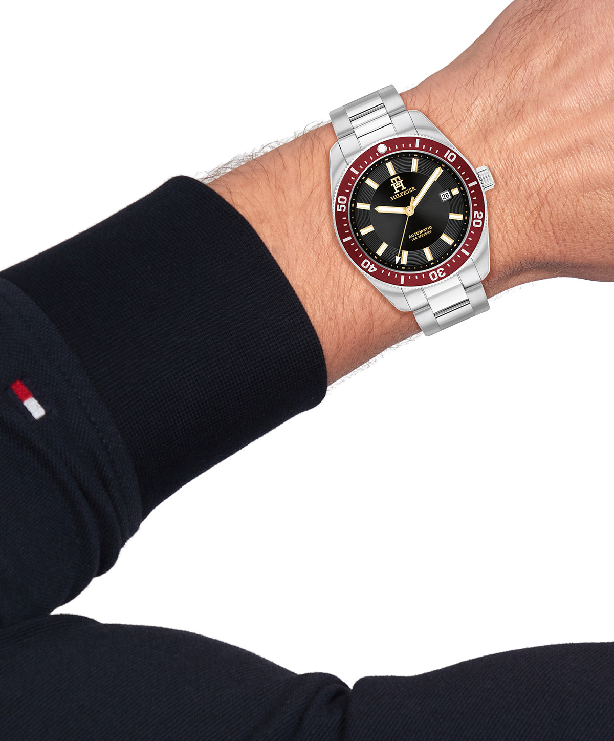 Tommy Hilfiger 1792154 Men's Automatic Stainless Steel Bracelet & Black Dial Watch