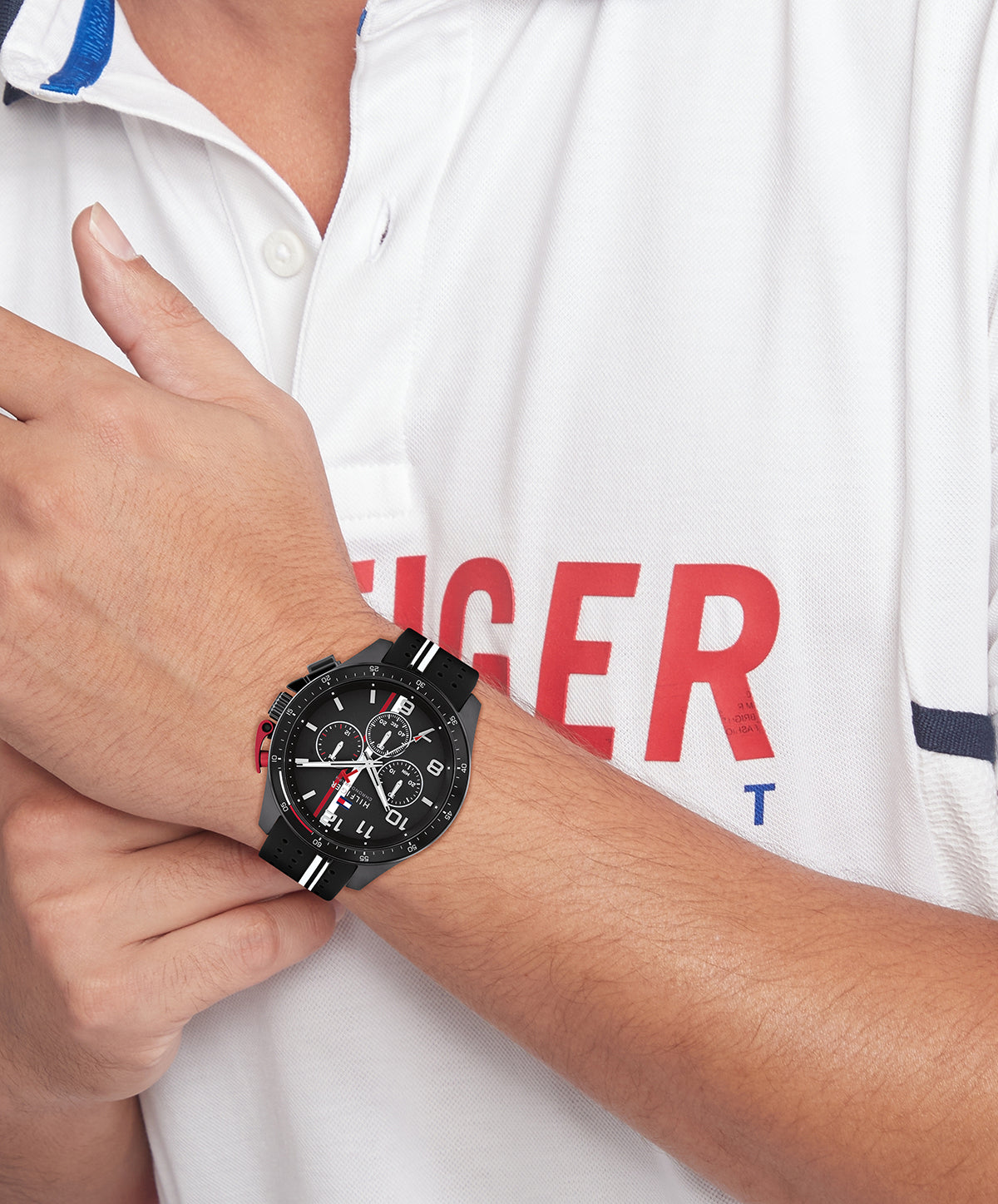 Tommy Hilfiger 1792168 Men's Ionic Plated Black Steel & Multicolor Aluminum Watch