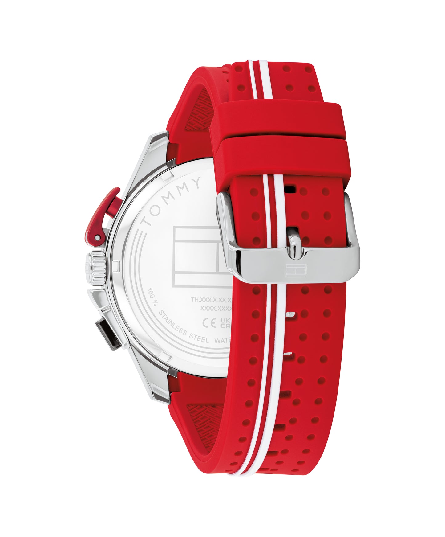 Tommy Hilfiger 1792170 Men's Stainless Steel & Multicolor Aluminum and Red Dial Watch