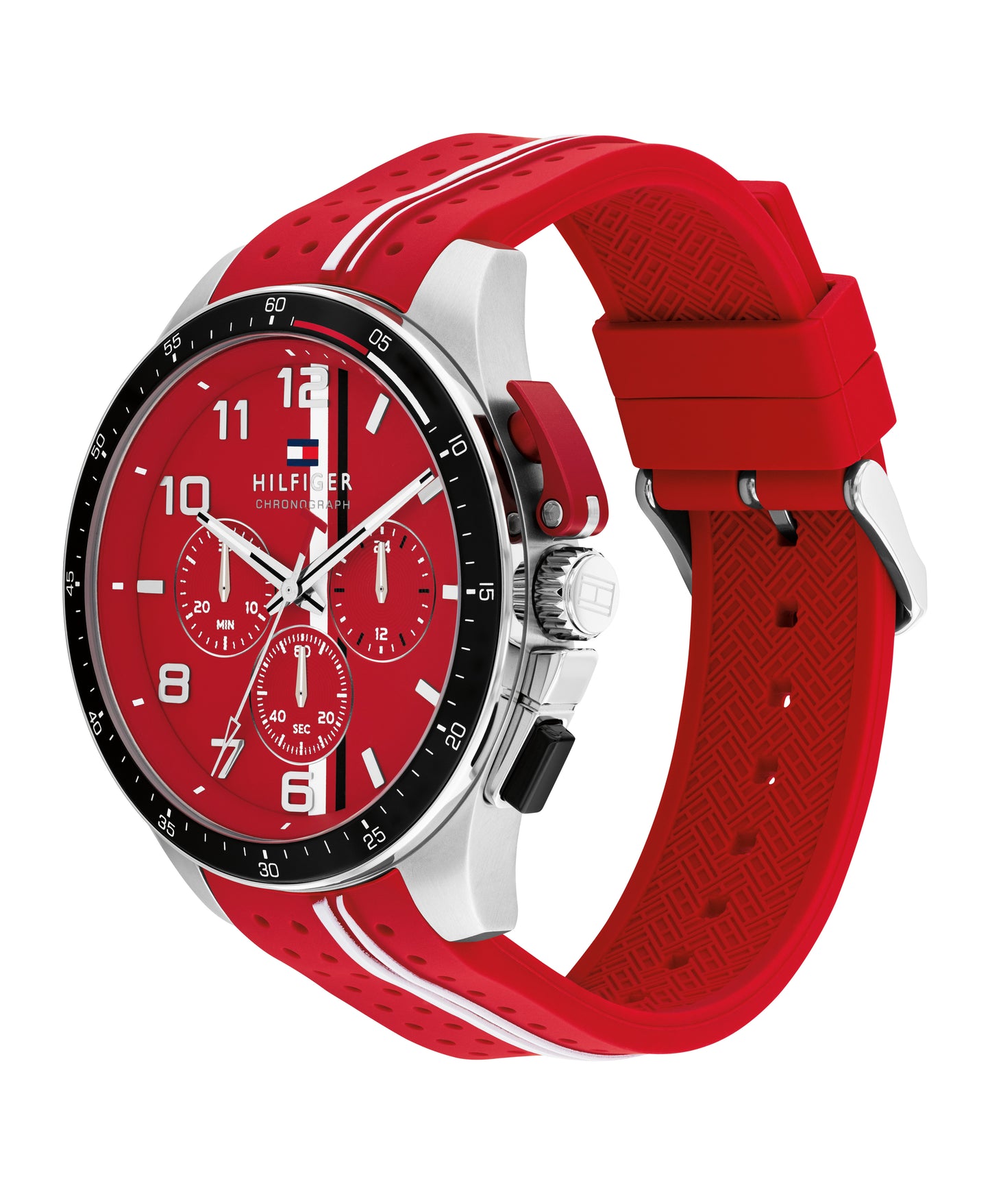 Tommy Hilfiger 1792170 Men's Stainless Steel & Multicolor Aluminum and Red Dial Watch