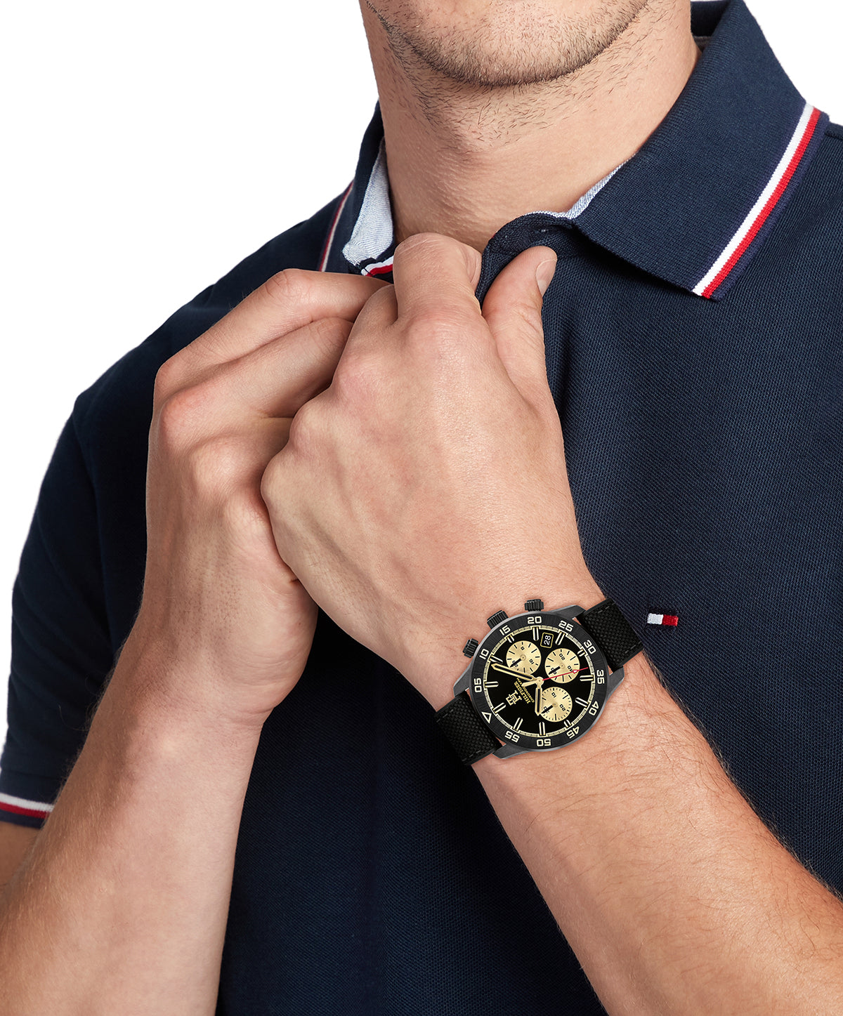 Tommy Hilfiger 1792182 Men's Black Plastic Strap and Black Dial Watch