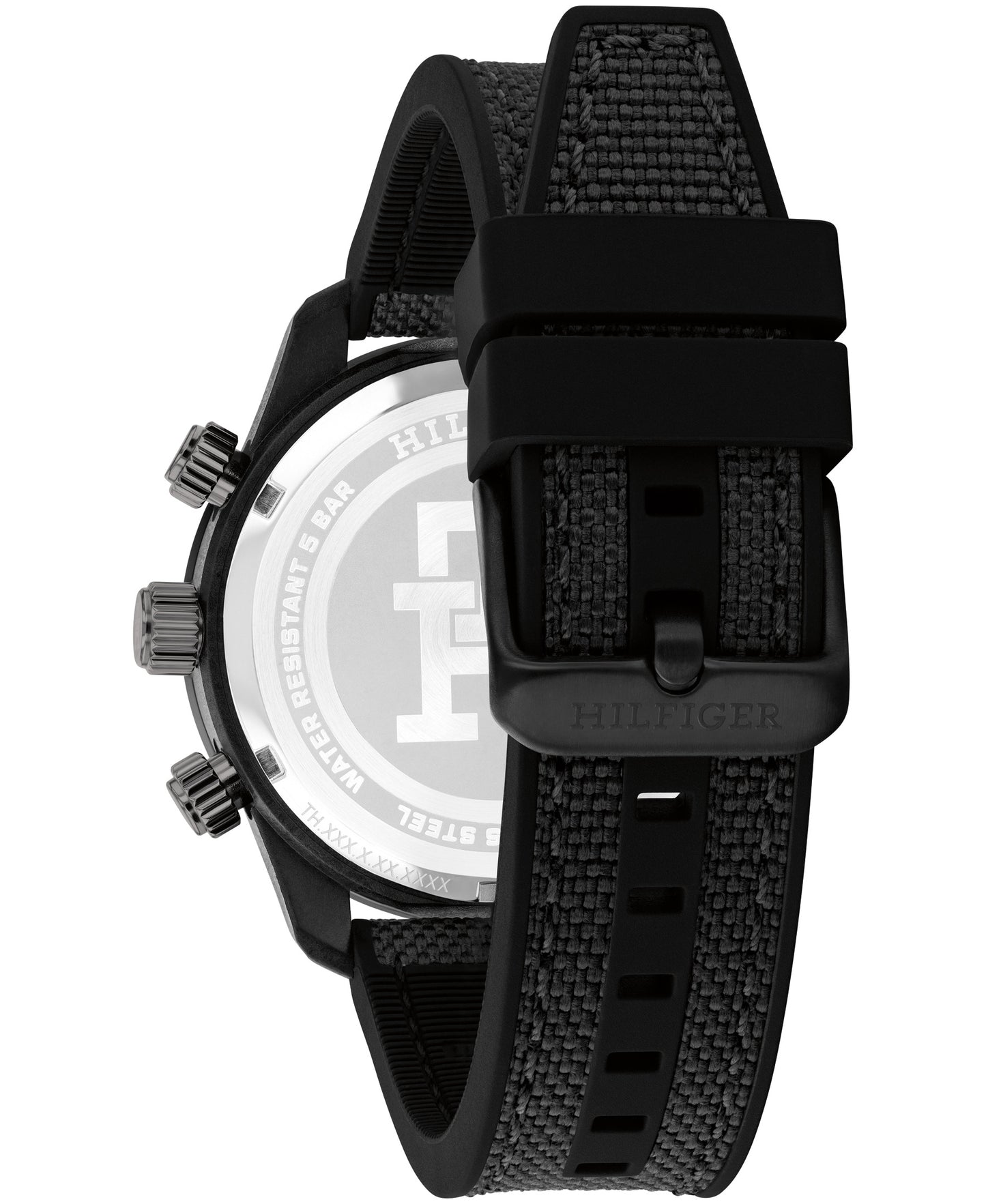 Tommy Hilfiger 1792182 Men's Black Plastic Strap and Black Dial Watch