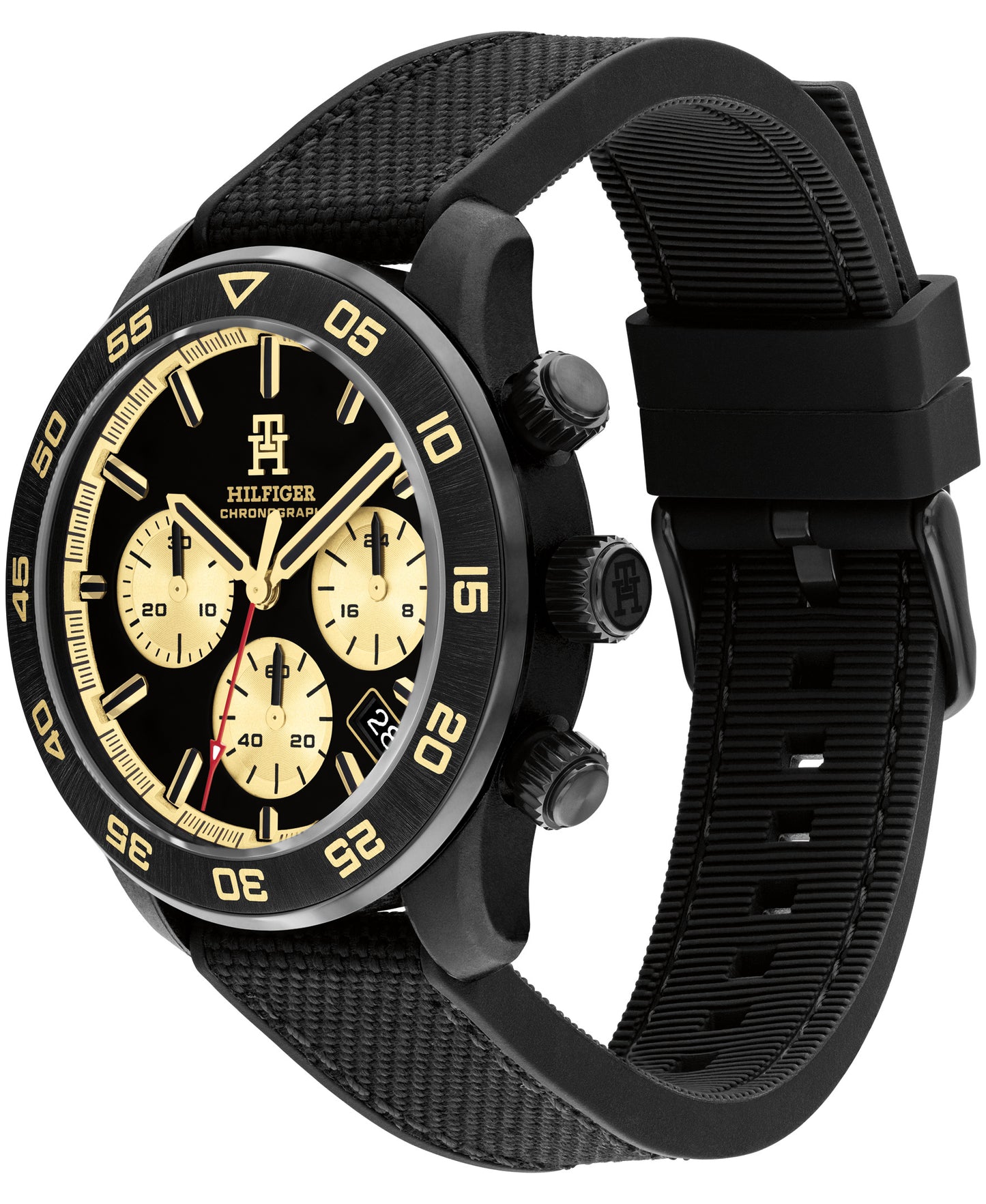 Tommy Hilfiger 1792182 Men's Black Plastic Strap and Black Dial Watch