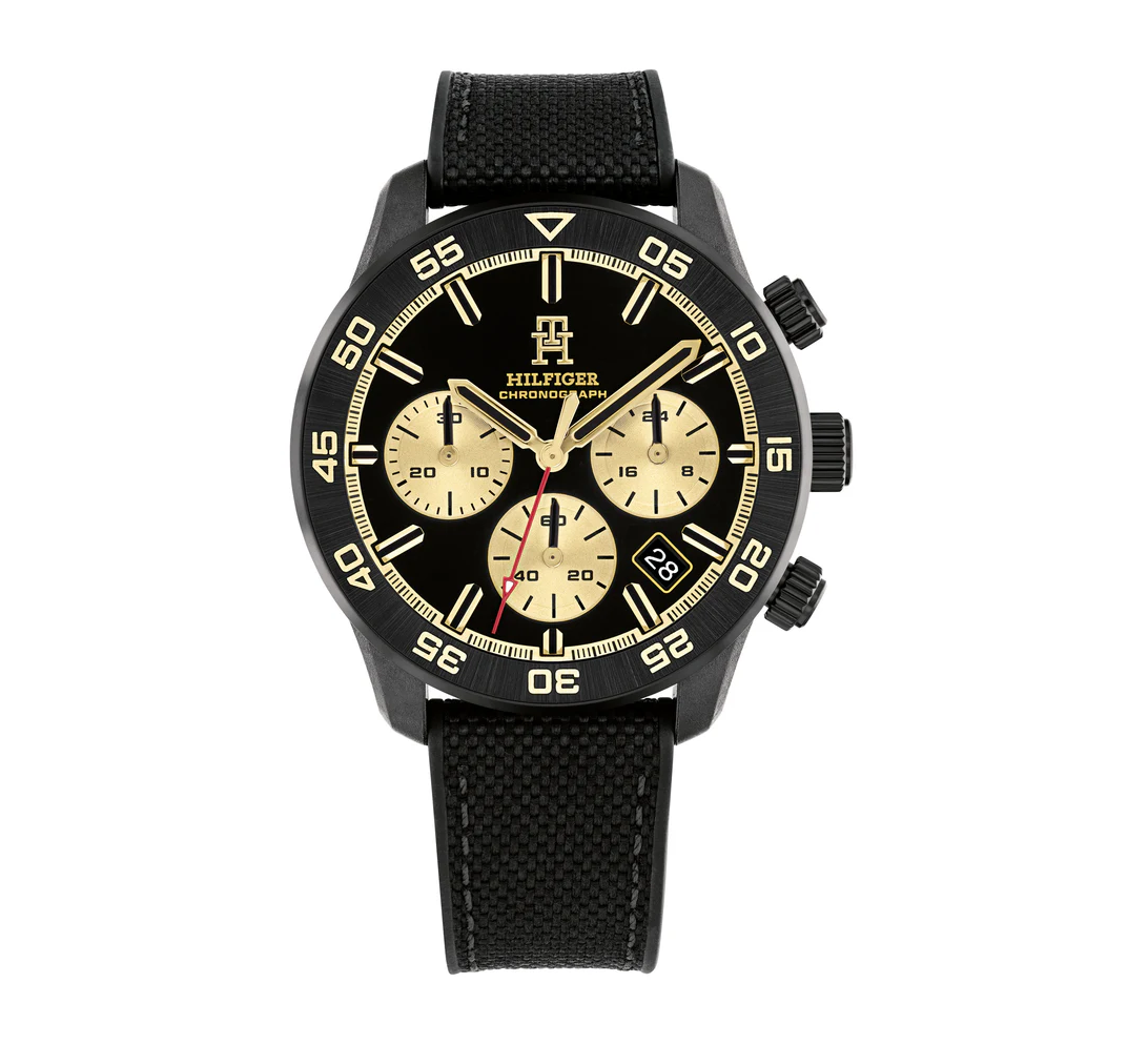 Tommy Hilfiger 1792182 Men's Black Plastic Strap and Black Dial Watch