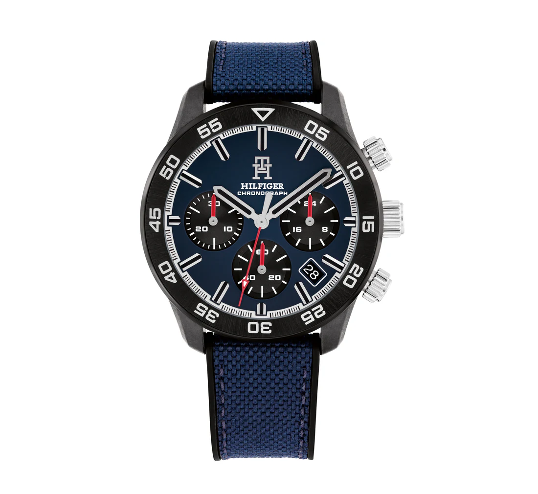 Tommy Hilfiger 1792183 Men's Black Plastic Strap and Navy Dial Watch