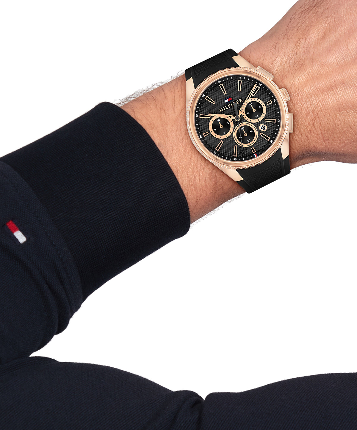 Tommy Hilfiger 1792251 Men's Black Silicone Strap & Rose Gold Case Quartz Watch