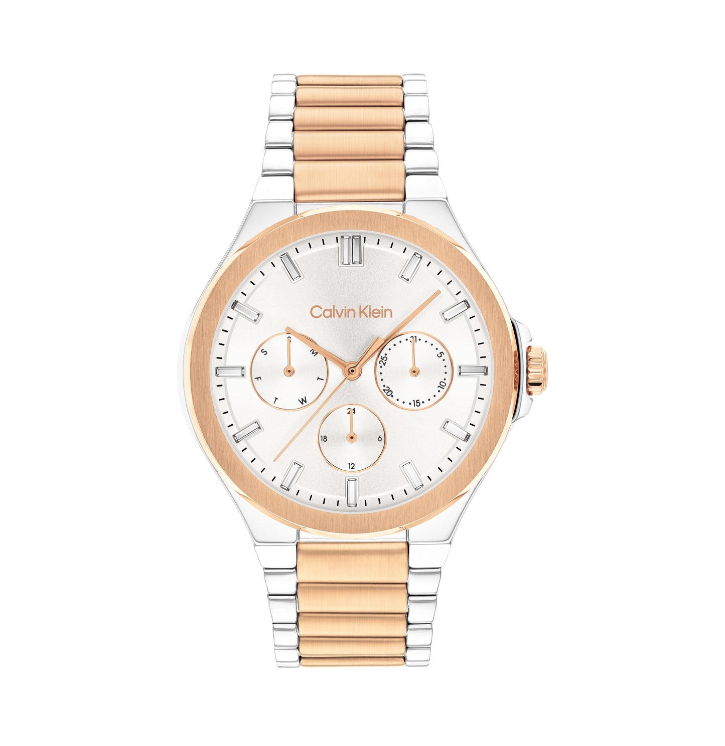 Calvin Klein 25100052 Women's Silver & Rose Gold Stainless Steel Watch