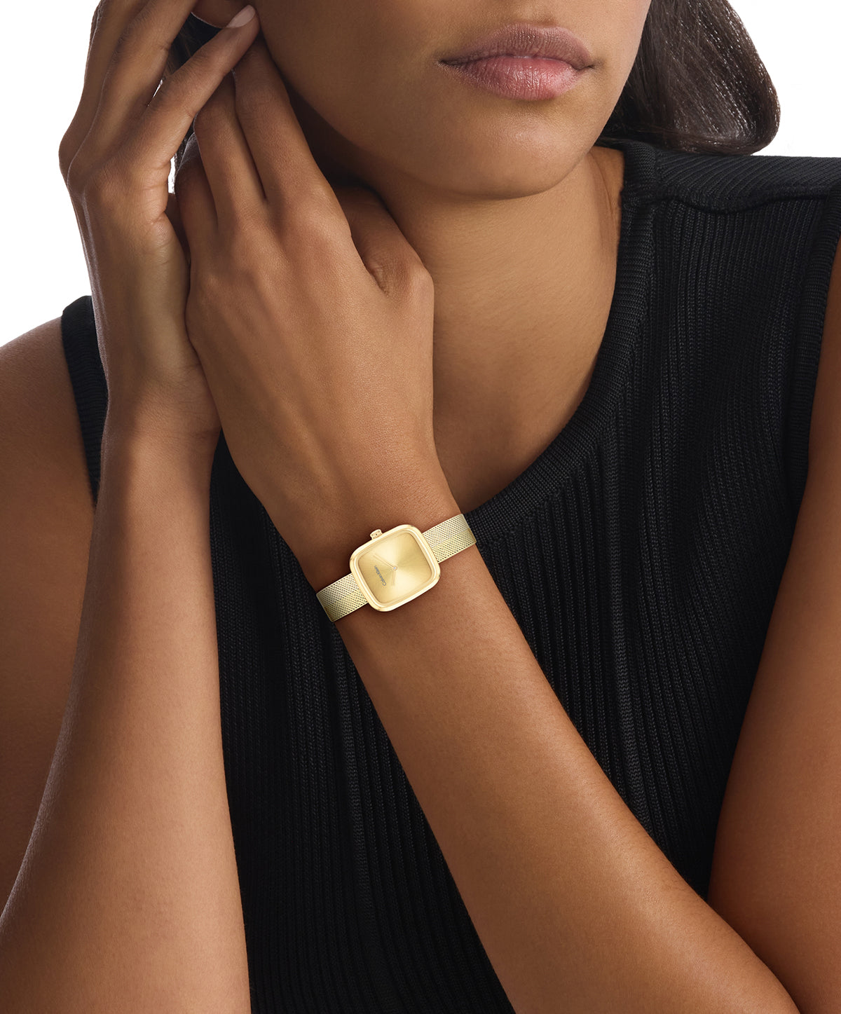 Calvin Klein 25100099 Ionic Plated Thin Gold Steel Mesh Bracelet Women's Watch