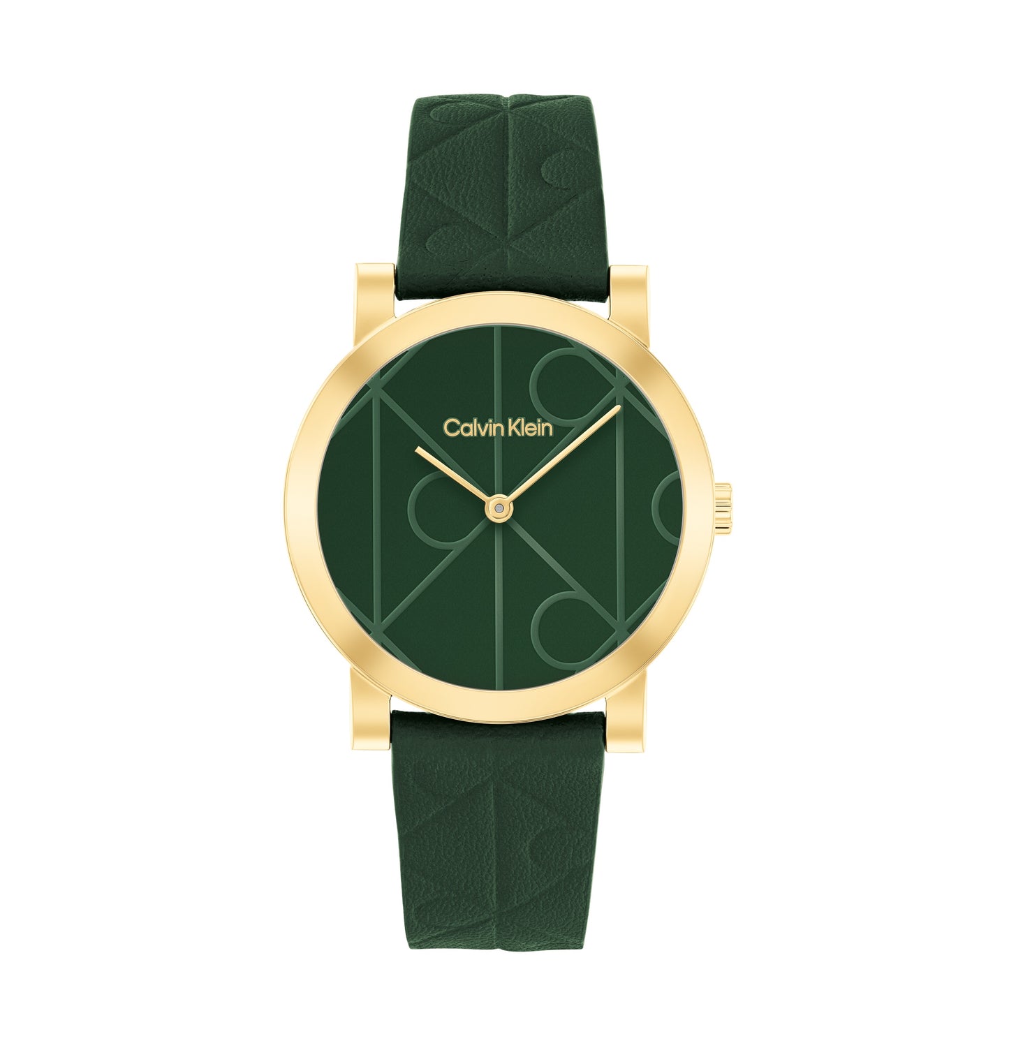 Calvin Klein 25100129 Monogram Green Leather Strap Women's Watch
