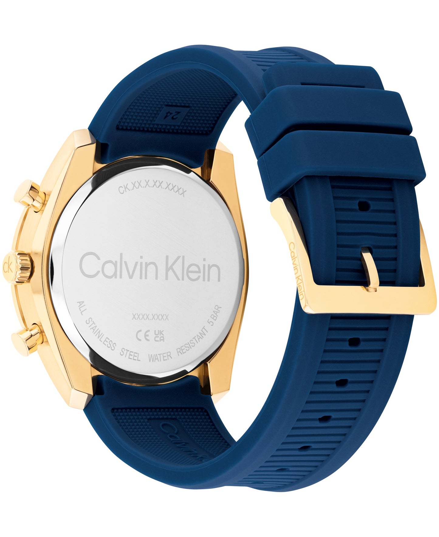 Calvin Klein 25200534 Ionic Plated Thin Gold Steel & Blue Silicone Strap Men's Watch