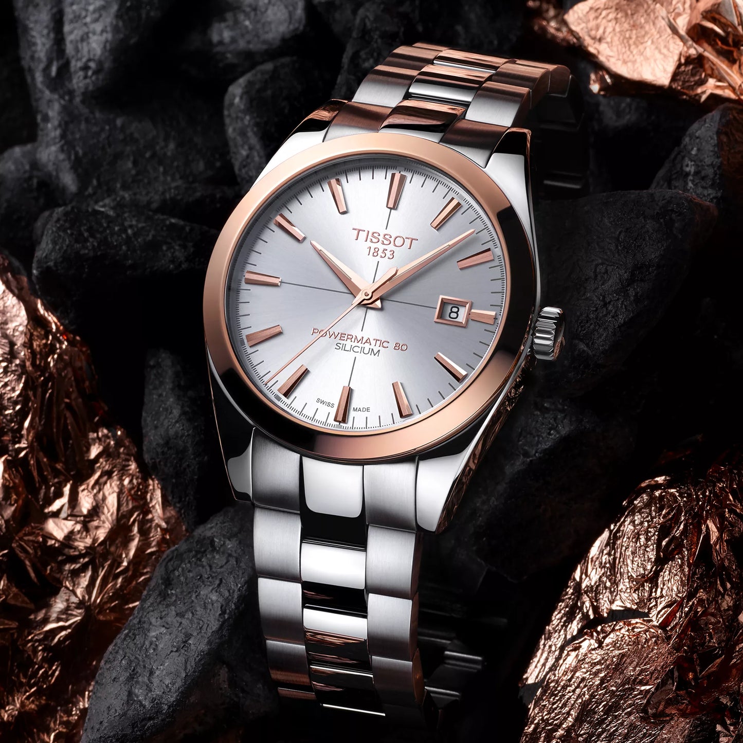 Tissot Gentleman Powermatic 80 Silicium 18K Gold Bezel T927.407.41.031.00