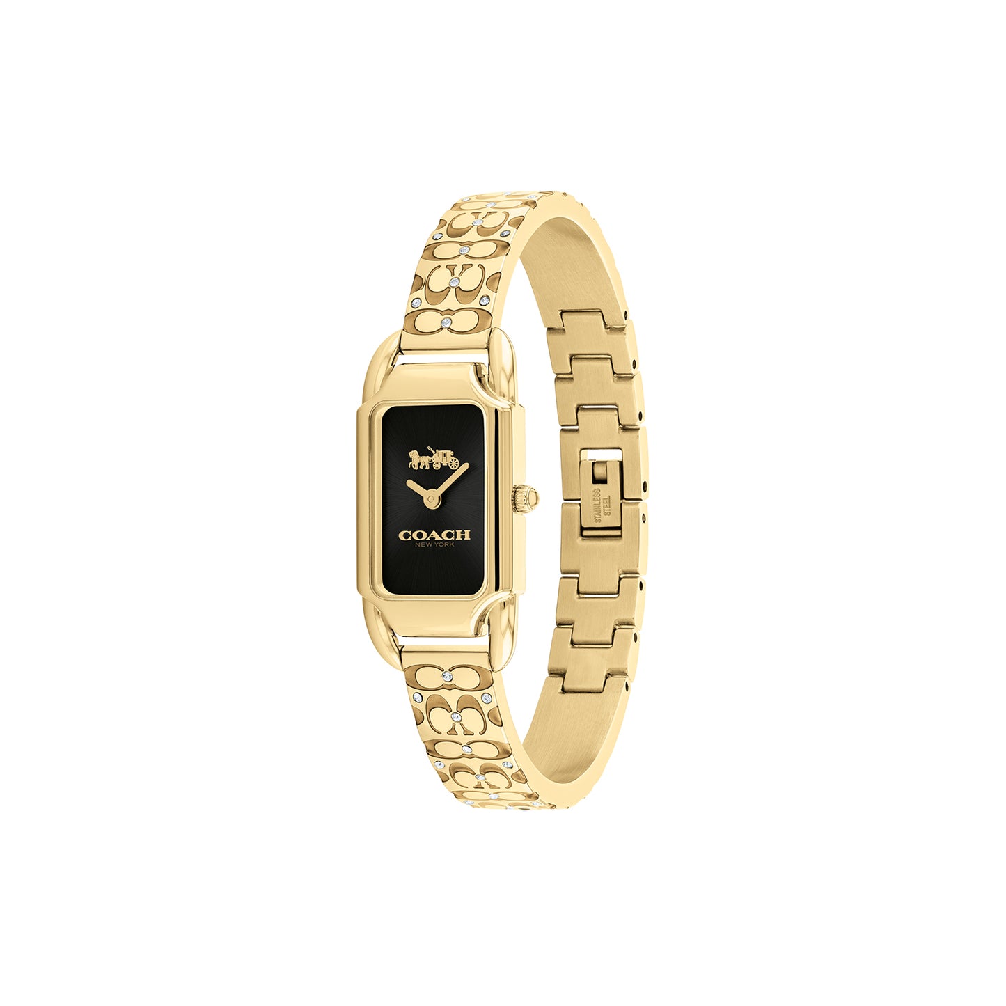 Coach 14504250 Women's Ionic Plated Thin Gold Steel Bangle & Crystal Watch