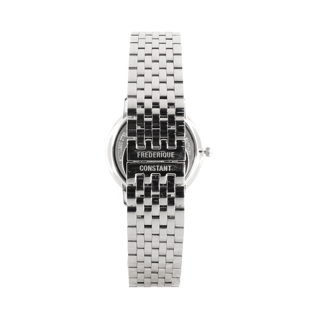 Frederique Constant Slim Line Silver Guilloche Dial Grey Satin Ladies Watch - FC-220M4SD36B